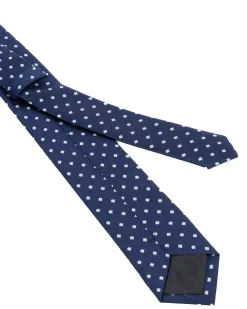 Cravatta uomo unisex slim in effetto seta con micro quadrati jacquard pois a rilievo blu GIOSAL-CP1176A