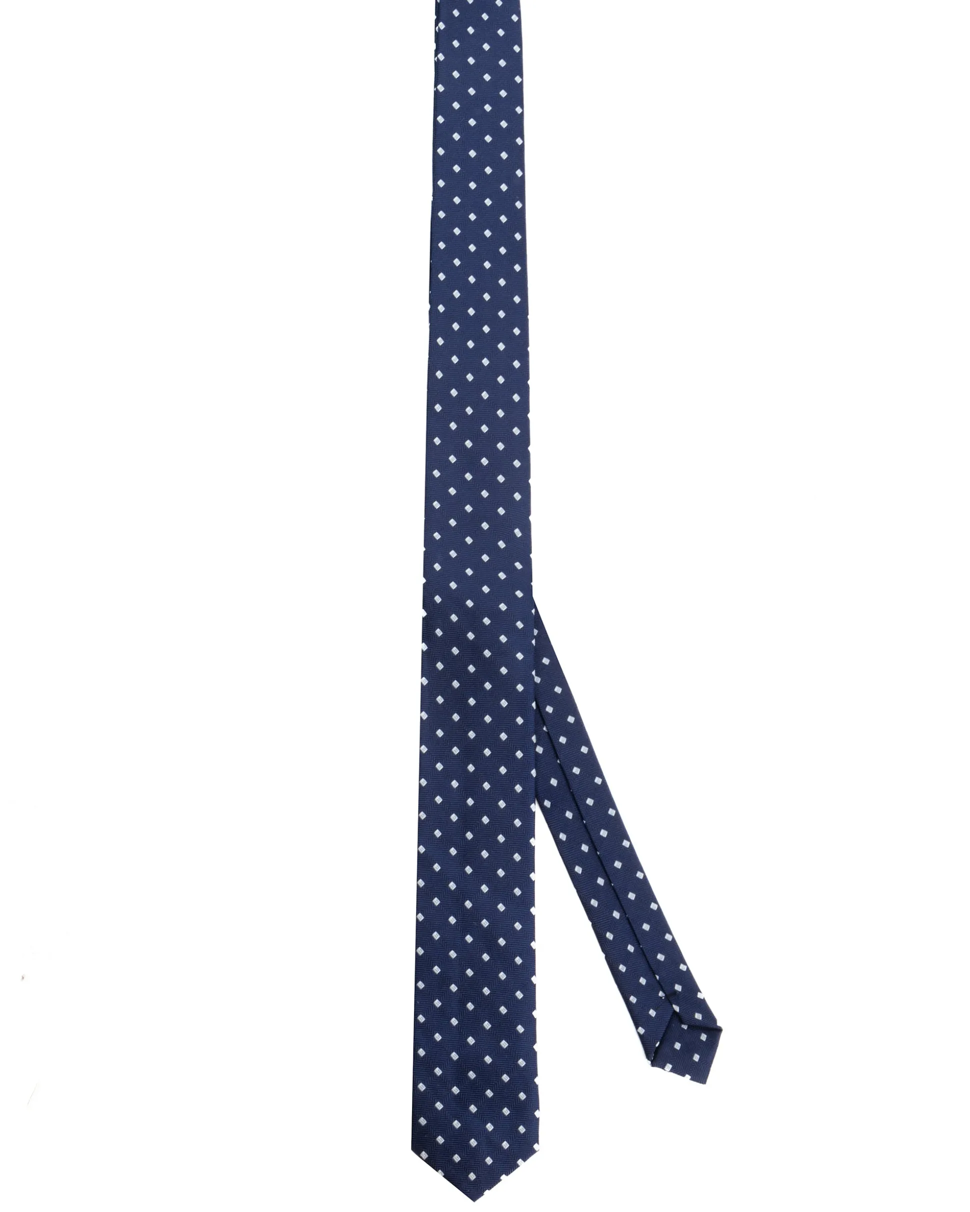 Cravatta uomo unisex slim in effetto seta con micro quadrati jacquard pois a rilievo blu GIOSAL-CP1176A
