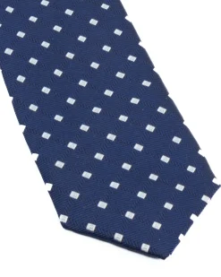 Cravatta uomo unisex slim in effetto seta con micro quadrati jacquard pois a rilievo blu GIOSAL-CP1176A