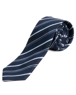 Cravattino uomo unisex cravatta slim in effetto seta con righe diagonali a doppio filato blu GIOSAL-CP1184A