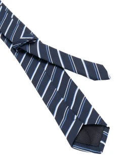 Cravattino uomo unisex cravatta slim in effetto seta con righe diagonali a doppio filato blu GIOSAL-CP1184A