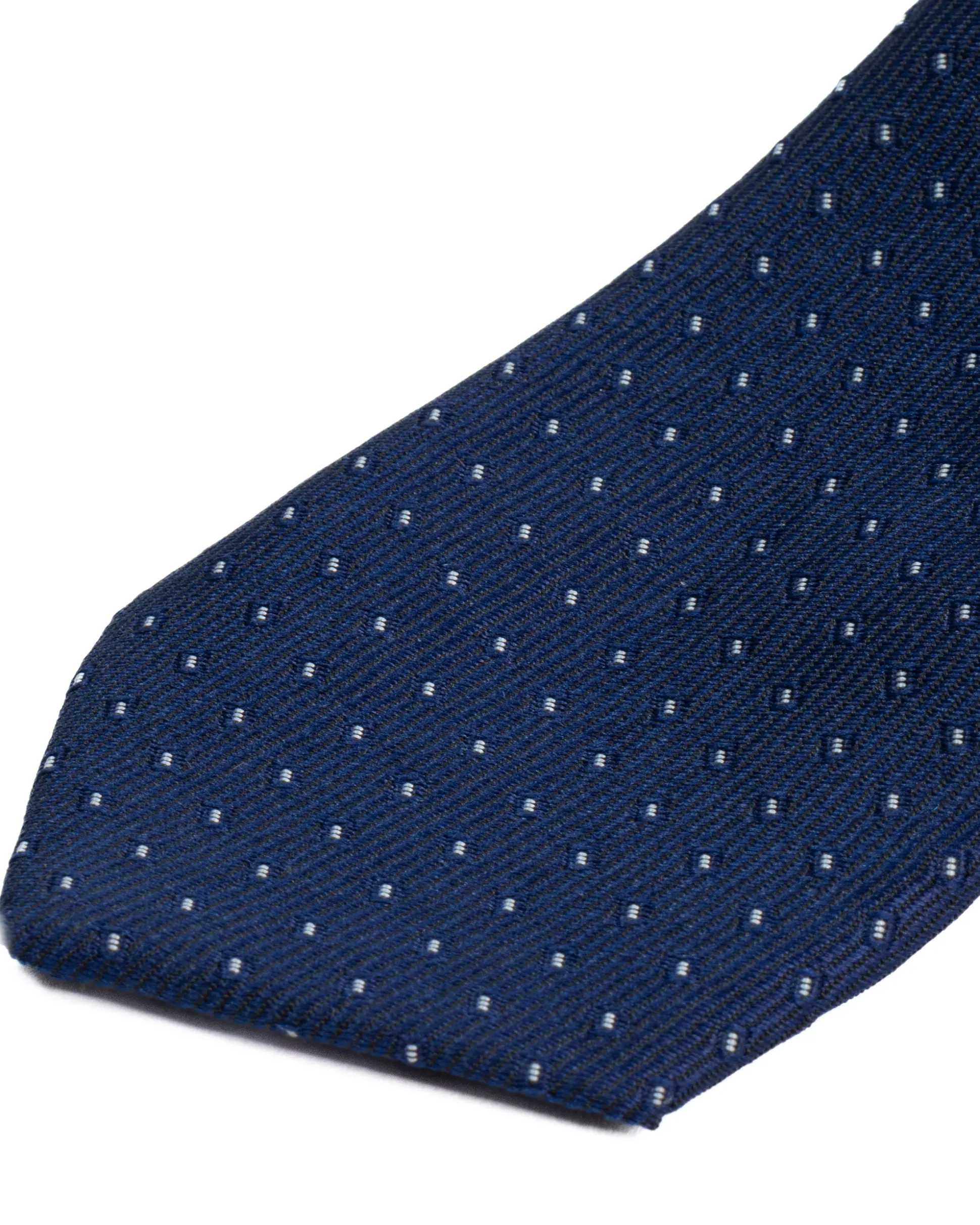 Cravattino uomo unisex cravatta slim in effetto seta con micro pois doppio a contrasto jacquard diagonale blu notte GIOSAL-CP1180A