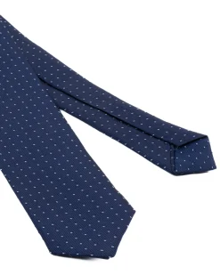 Cravattino uomo unisex cravatta slim in effetto seta con micro pois doppio a contrasto jacquard diagonale blu notte GIOSAL-CP1180A