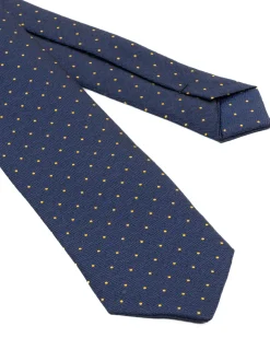 Cravattino uomo unisex cravatta slim in effetto seta con micro pois a contrasto jacquard blu notte GIOSAL-CP1179A