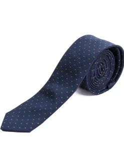 Cravattino uomo unisex cravatta slim in effetto seta con micro pois a contrasto jacquard blu notte GIOSAL-CP1179A