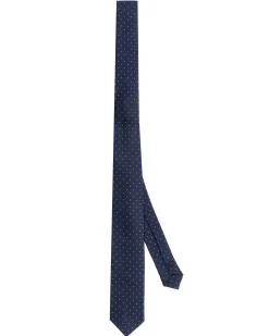 Cravattino uomo unisex cravatta slim in effetto seta con micro pois a contrasto jacquard blu notte GIOSAL-CP1179A