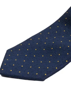 Cravattino uomo unisex cravatta slim in effetto seta con micro pois a contrasto jacquard blu notte GIOSAL-CP1179A