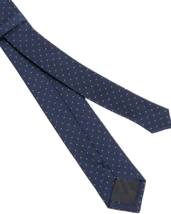 Cravattino uomo unisex cravatta slim in effetto seta con micro pois a contrasto jacquard blu notte GIOSAL-CP1179A