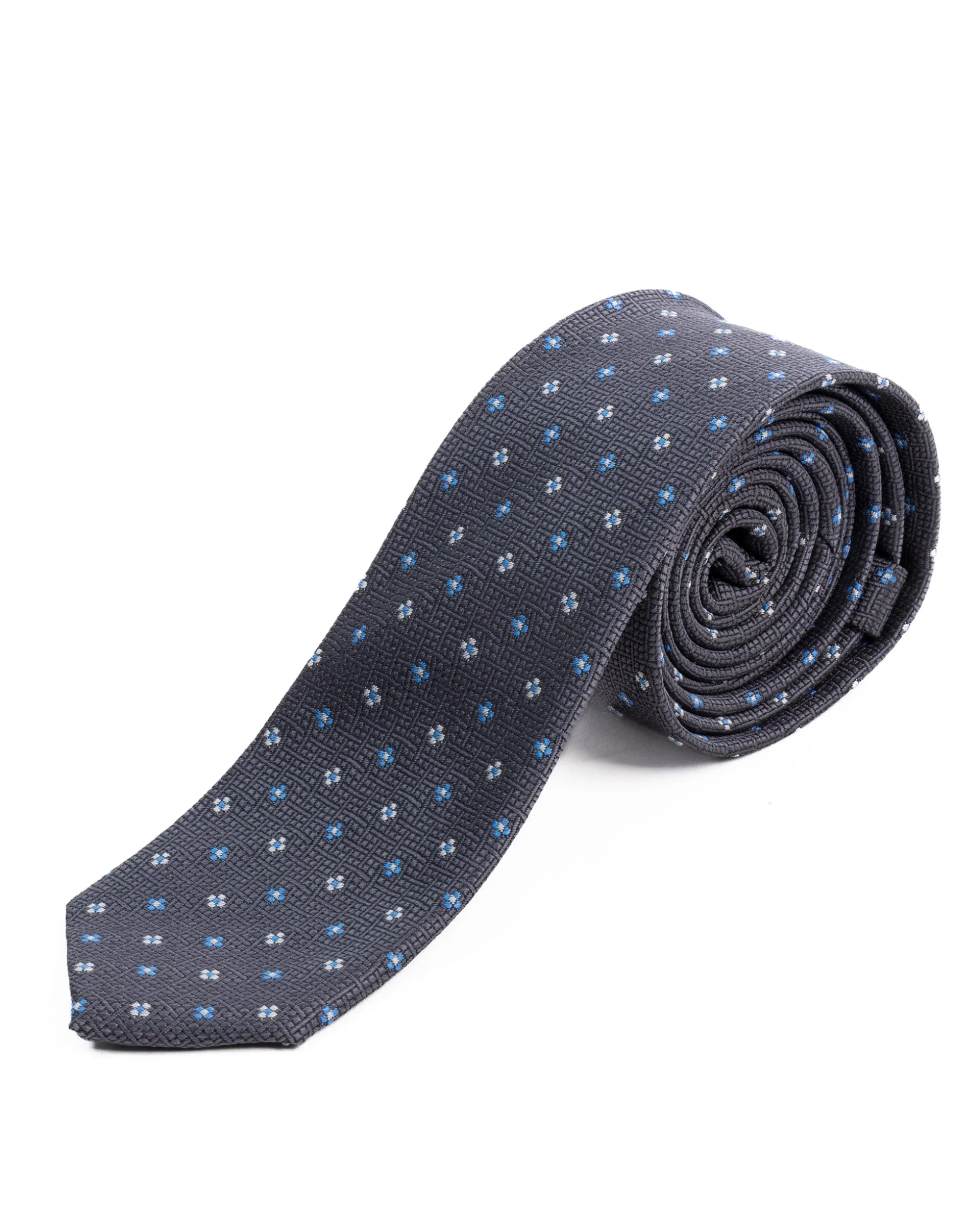 Cravattino uomo unisex cravatta slim in effetto seta con micro fiori jacquard bicolore blu notte GIOSAL-CP1178A