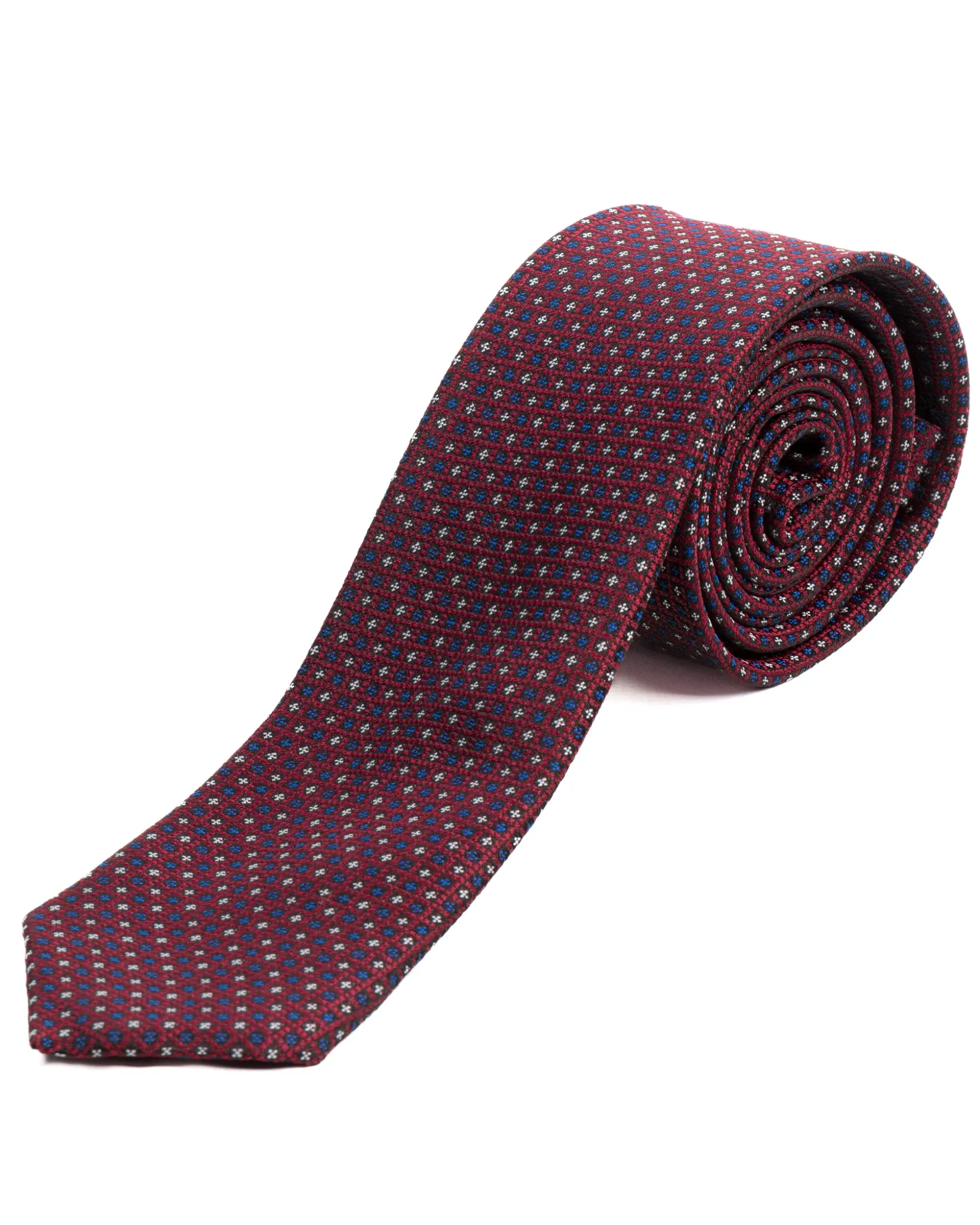 Cravattino uomo unisex cravatta elegante cerimonia microfantasia a pois floreale bordeaux GIOSAL-CP1175A