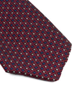 Cravattino uomo unisex cravatta elegante cerimonia microfantasia a pois floreale bordeaux GIOSAL-CP1175A