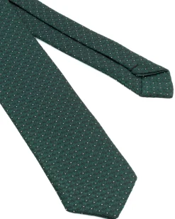 Cravattino uomo unisex cravatta elegante cerimonia microfantasia a pois verde GIOSAL-CP1172A