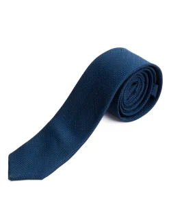 Cravattino uomo unisex cravatta elegante cerimonia microfantasia geometrica blu GIOSAL-CP1171A