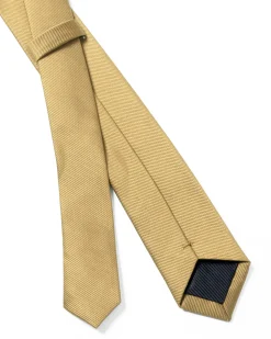 Cravattino uomo unisex cravatta pala media elegante cerimonia casual basic raso diagonale oro GIOSAL-CP1163A