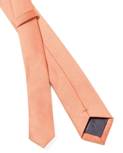 Cravattino uomo unisex cravatta pala media elegante cerimonia casual basic raso diagonale salmone GIOSAL-CP1162A