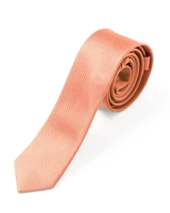 Cravattino uomo unisex cravatta pala media elegante cerimonia casual basic raso diagonale salmone GIOSAL-CP1162A
