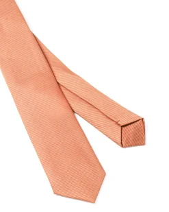 Cravattino uomo unisex cravatta pala media elegante cerimonia casual basic raso diagonale salmone GIOSAL-CP1162A
