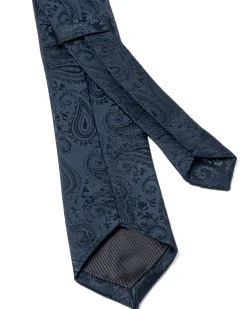 Cravattino Uomo Unisex Cravatta Pala Media Elegante Cerimonia Casual Fantasia Damascata Jacquard Blu Scuro GIOSAL-CP1150A