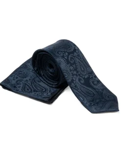 Cravattino Uomo Unisex Cravatta Pala Media Elegante Cerimonia Casual Fantasia Damascata Jacquard Blu Scuro GIOSAL-CP1150A