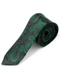 Cravattino Uomo Unisex Cravatta Pala Media Elegante Cerimonia Casual Fantasia Damascata Jacquard Nero GIOSAL-CP1148A