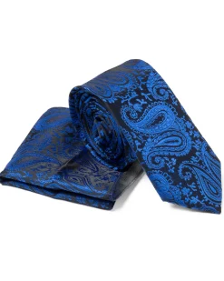 Cravattino Uomo Unisex Cravatta Pala Media Elegante Cerimonia Casual Fantasia Damascata Jacquard Blu Royal GIOSAL-CP1147A