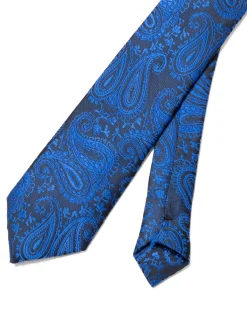 Cravattino Uomo Unisex Cravatta Pala Media Elegante Cerimonia Casual Fantasia Damascata Jacquard Blu Royal GIOSAL-CP1147A