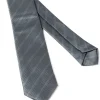 Cravattino Uomo Unisex Cravatta Pala Media Elegante Cerimonia Casual Basic Quadretti Rigata Grigio GIOSAL-CP1145A