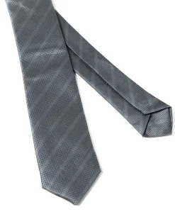 Cravattino Uomo Unisex Cravatta Pala Media Elegante Cerimonia Casual Basic Quadretti Rigata Grigio GIOSAL-CP1145A