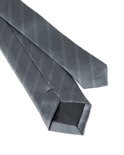 Cravattino Uomo Unisex Cravatta Pala Media Elegante Cerimonia Casual Basic Quadretti Rigata Grigio GIOSAL-CP1145A