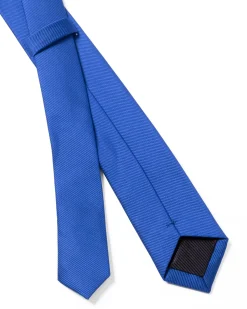 Cravattino Uomo Unisex Cravatta Pala Media Elegante Cerimonia Casual Basic Raso Diagonale Blu Royal GIOSAL-CP1140A