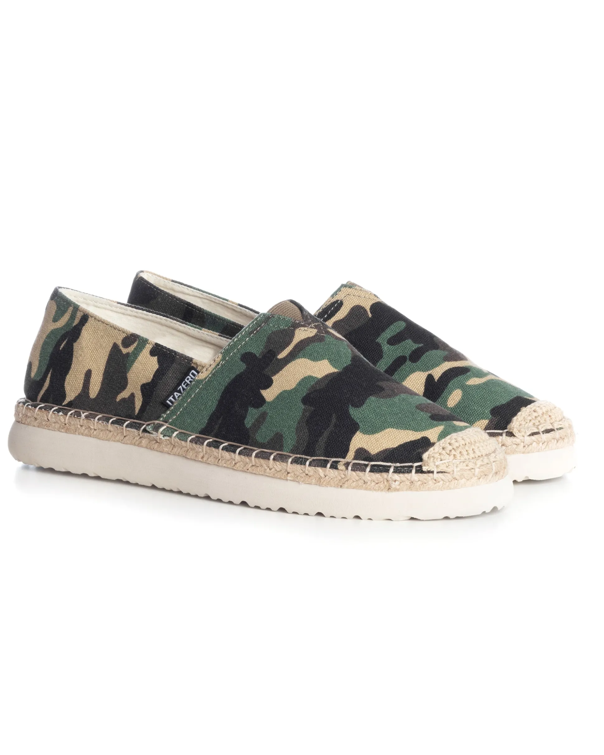 Espadrillas Scarpe Uomo Unisex Tela Estive Mare Fantasia Militare Mimetica Cotone Comode Leggere Verde GIOSAL-S1249A