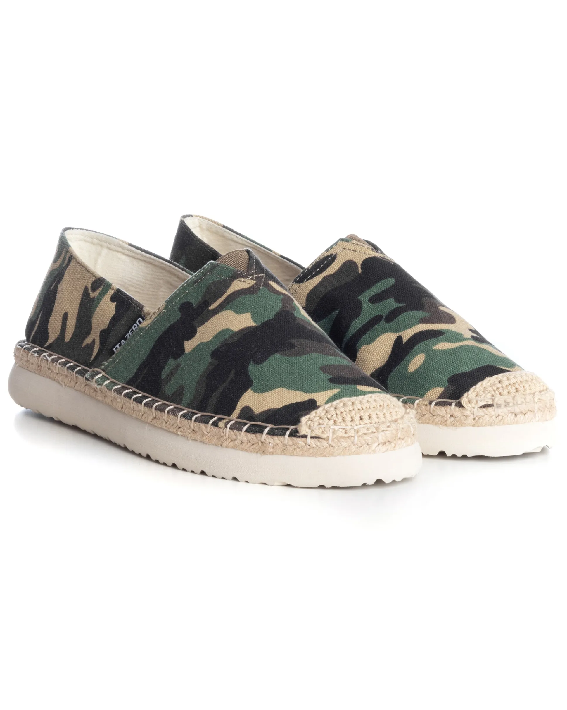 Espadrillas Scarpe Uomo Unisex Tela Estive Mare Fantasia Militare Mimetica Cotone Comode Leggere Verde GIOSAL-S1249A