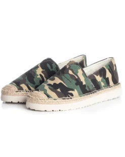 Espadrillas Scarpe Uomo Unisex Tela Estive Mare Fantasia Militare Mimetica Cotone Comode Leggere Verde GIOSAL-S1249A