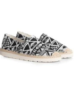 Espadrillas Scarpe Uomo Unisex Tela Estive Mare Fantasia Etnica Azteca Cotone Comode Leggere Nero GIOSAL-S1246A