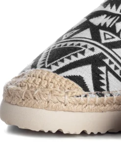 Espadrillas Scarpe Uomo Unisex Tela Estive Mare Fantasia Etnica Azteca Cotone Comode Leggere Nero GIOSAL-S1246A