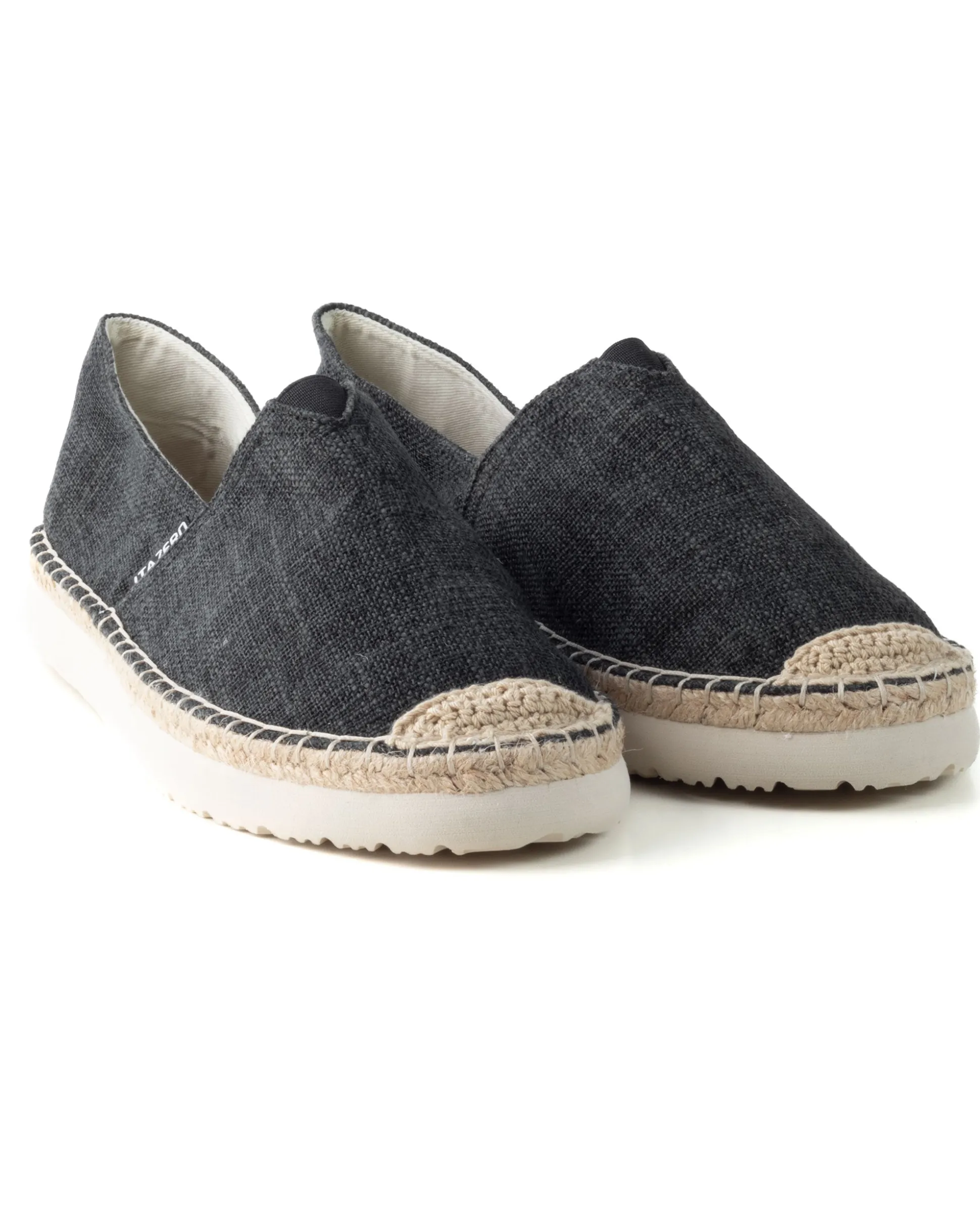 Espadrillas Scarpe Uomo Unisex Tela Estive Mare Cotone Comode Leggere Tinta Unita Nero GIOSAL-S1280A