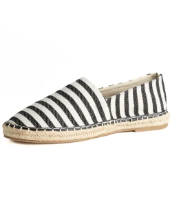 Espadrillas scarpe uomo unisex tela estive mare rigate nero GIOSAL-S1304A