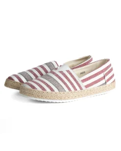 Espadrillas scarpe uomo unisex tela estive mare doppia riga rosso GIOSAL-S1307A
