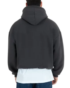 Felpa Con Cappuccio Uomo Boxy Fit Basic Felpata Comoda Piombo F2995A