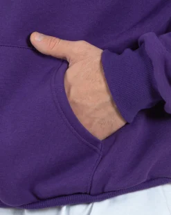 Felpa Con Cappuccio Uomo Boxy Fit Basic Felpata Comoda Viola F2997A
