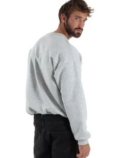 Felpa Girocollo Hoodie Boxy Fit Basic Felpata Grigio Chiaro F3053A