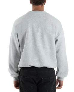 Felpa Girocollo Hoodie Boxy Fit Basic Felpata Grigio Chiaro F3053A
