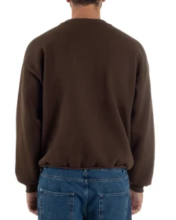Felpa Girocollo Hoodie Boxy Fit Basic Felpata Marrone F3058A