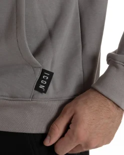 Felpa Uomo Cappuccio Marsupio Stampa Regular Fit Basic Grigio ICON ICUF2W6F005