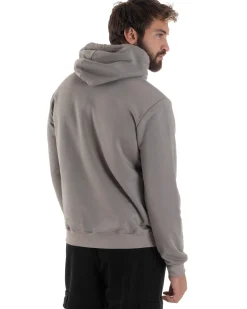 Felpa Uomo Cappuccio Marsupio Stampa Regular Fit Basic Grigio ICON ICUF2W6F005