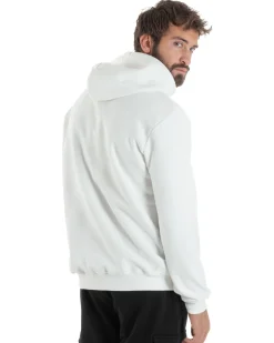 Felpa Uomo Cappuccio Stampa Scritta Casual Regular Fit Basic Bianco ICON ICUF2W6F003