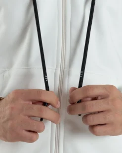 Felpa Uomo Cappuccio Zip Marsupio Stampa Regular Fit Basic Bianco ICON ICUF2W6F007