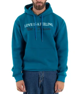 Felpa Uomo Con Cappuccio E Tascone Stampa Oversize Basic Cotone Felpato Comodo Ottanio GIOSAL-F3027A