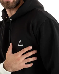 Felpa Uomo Con Cappuccio Maglia Felpata Basic Tinta Unita Bicolore Nero Regular Fit GIOSAL-F2999A
