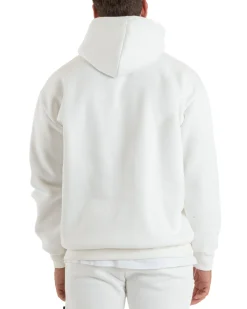 Felpa Uomo Con Cappuccio Maglia Felpata Basic Tinta Unita Bianco Regular Fit GIOSAL-F3020A